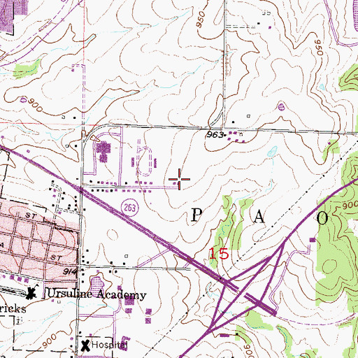 Topographic Map of Paola High School, KS