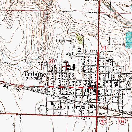 Topographic Map of Greeley County Junior / Senior High School, KS