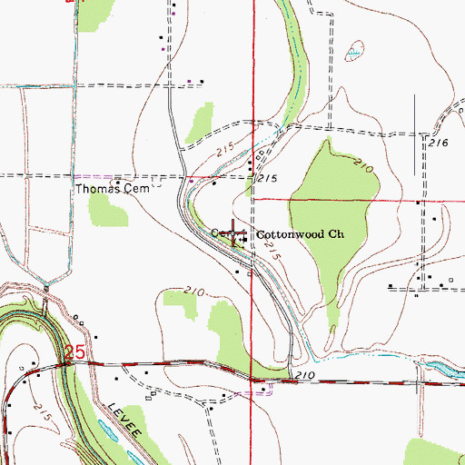 Topographic Map of Cottonwood Church, AR