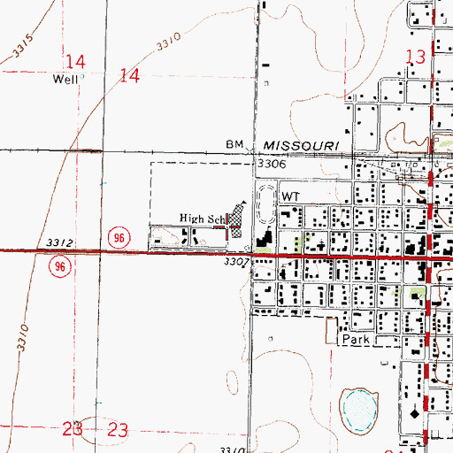 Topographic Map of Wichita County Junior - Senior High School, KS