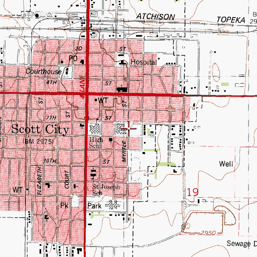 Topographic Map of Scott City Elementary School, KS