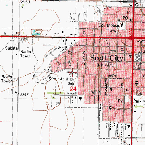 Topographic Map of Scott City Middle School, KS