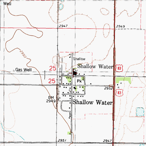 Topographic Map of Shallow Water Elementary School (historical), KS