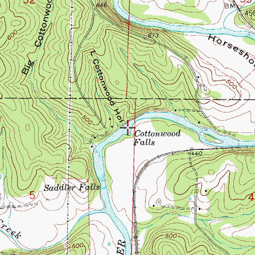 Topographic Map of Cottonwood Falls, AR