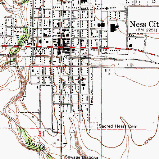 Topographic Map of Sacred Heart Elementary School, KS