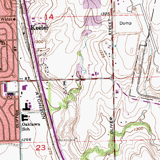 Topographic Map of Oaklawn Place Baptist Church, KS