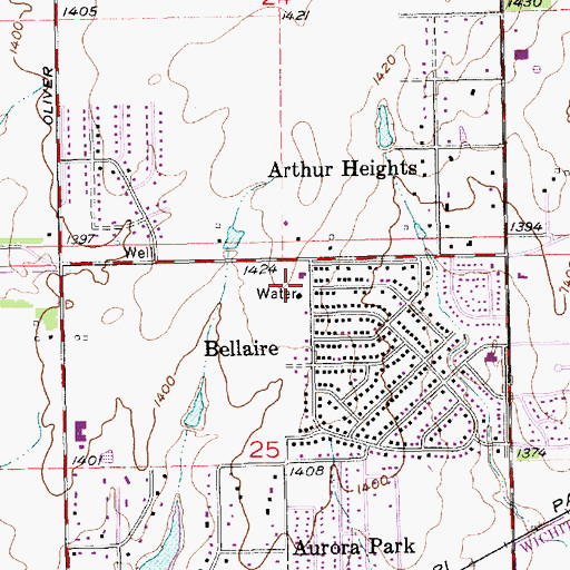 Topographic Map of Bel Aire Church of the Nazarene, KS