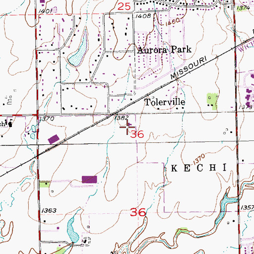 Topographic Map of Town and Country Christian Church, KS
