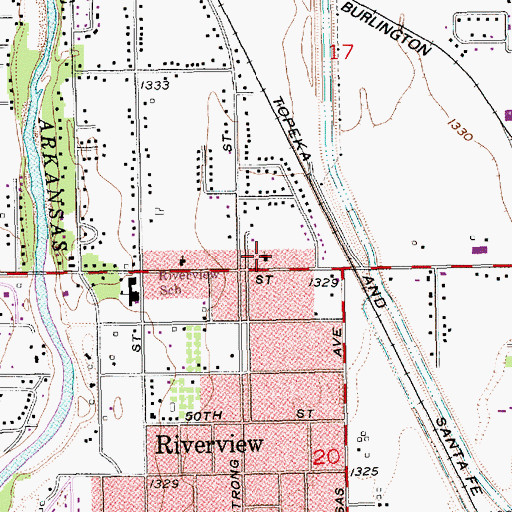 Topographic Map of Riverview Baptist Church, KS