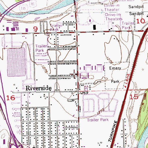 Topographic Map of South Riverside Baptist Church, KS