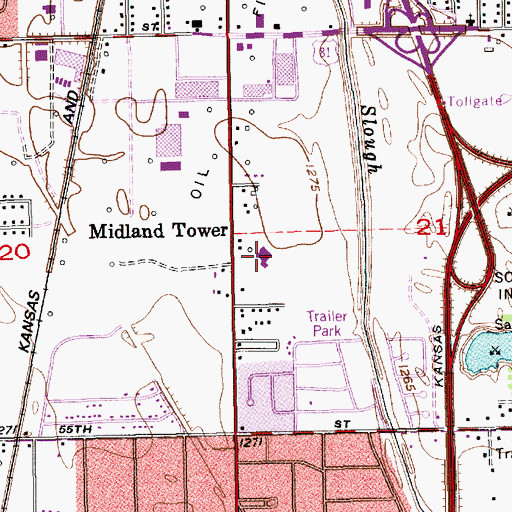 Topographic Map of Colonial Heights Assembly of God Church, KS