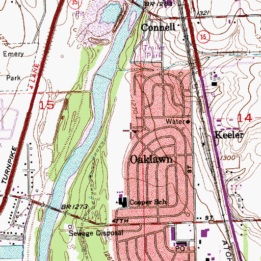 Topographic Map of Oakview Christian Church, KS