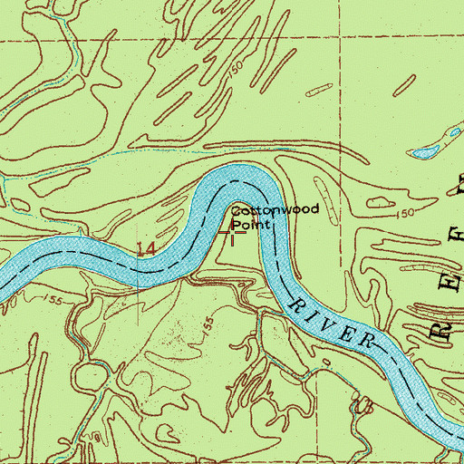 Topographic Map of Cottonwood Point, AR