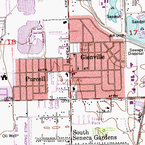 Topographic Map of Glenville Bible Baptist Church, KS