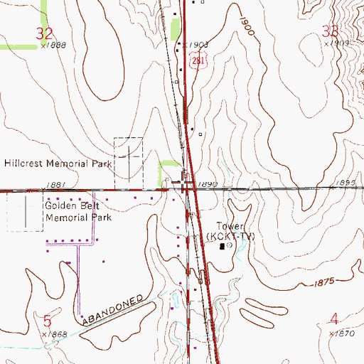 Topographic Map of Dent Spur, KS