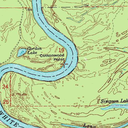 Topographic Map of Cottonwood Point, AR