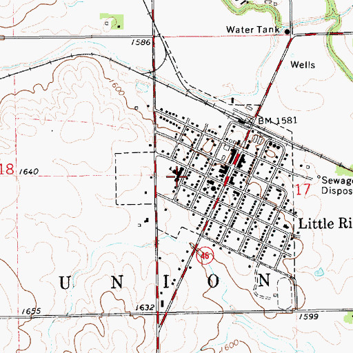 Topographic Map of Little River Elementary School, KS