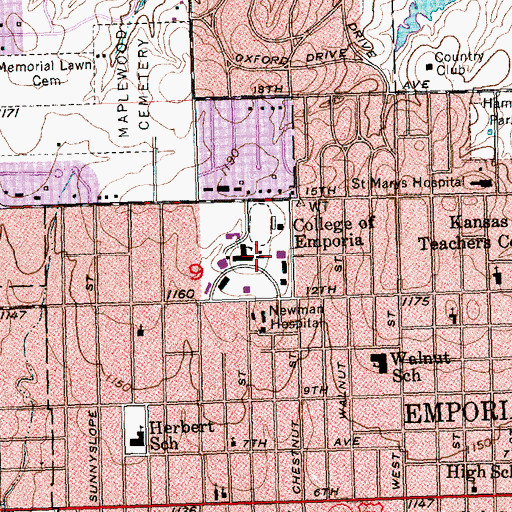 Topographic Map of Thomas W Butcher School, KS