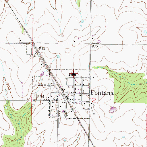 Topographic Map of Fontana Elementary School, KS