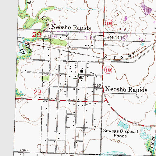 Topographic Map of Neosho Rapids Elementary School, KS