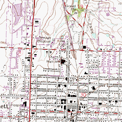 Topographic Map of Garnett Elementary Center, KS