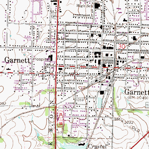 Topographic Map of Longfellow Elementary School, KS
