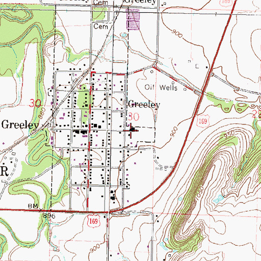 Topographic Map of Greeley Elementary School, KS