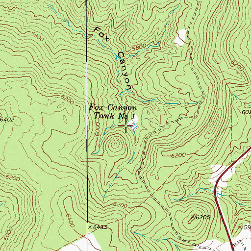 Topographic Map of Fox Canyon Tank Number One, AZ