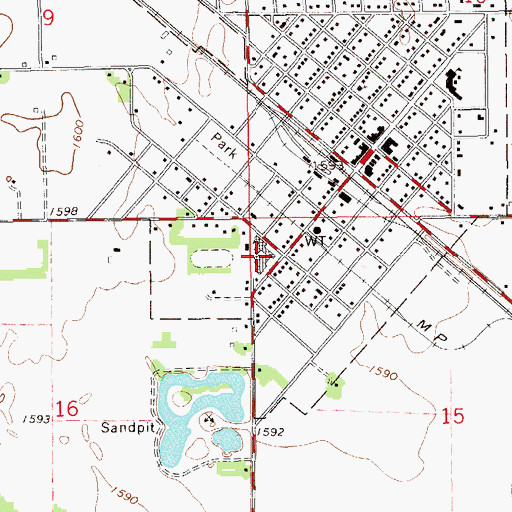Topographic Map of Nickerson High School, KS