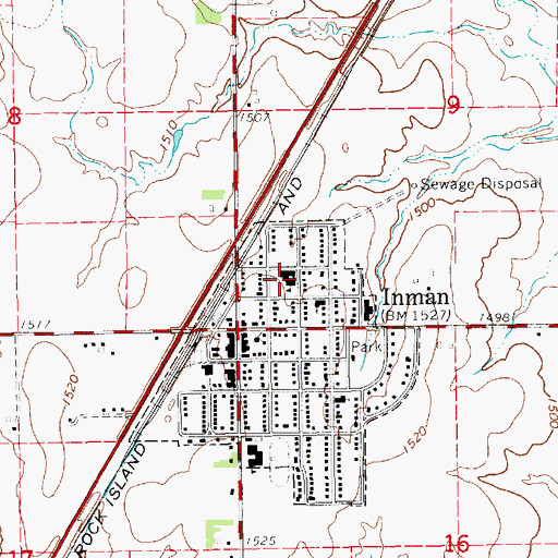 Topographic Map of Inman Elementary School, KS