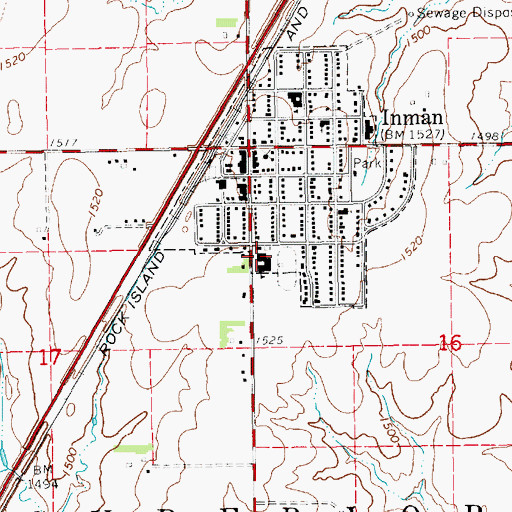 Topographic Map of Inman Junior / Senior High School, KS