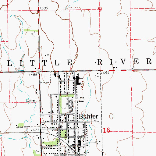 Topographic Map of Buhler Grade School, KS
