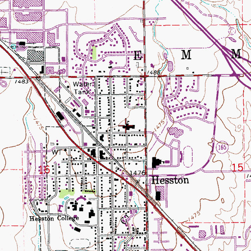 Topographic Map of Hesston Elementary School, KS