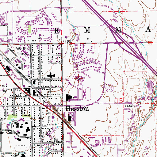 Topographic Map of Hesston High School, KS