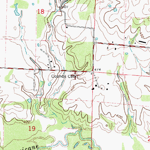 Topographic Map of Council Cemetery, AR