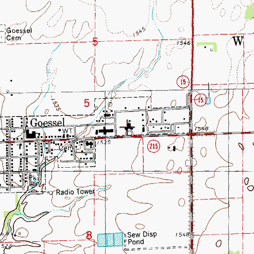Topographic Map of Goessel Elementary School, KS