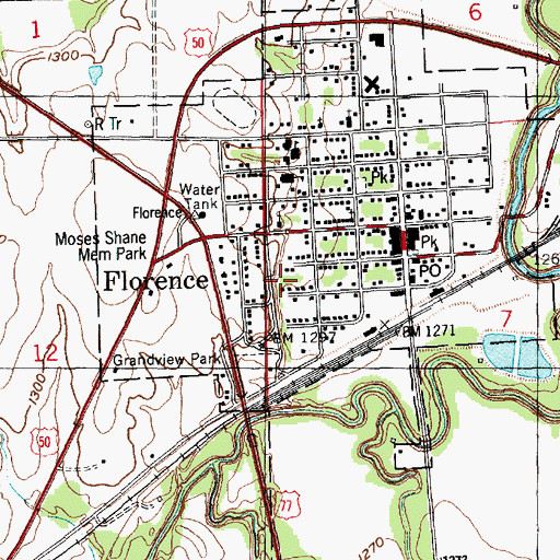 Topographic Map of Florence Elementary School, KS