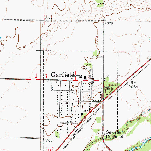 Topographic Map of Garfield Elementary School, KS