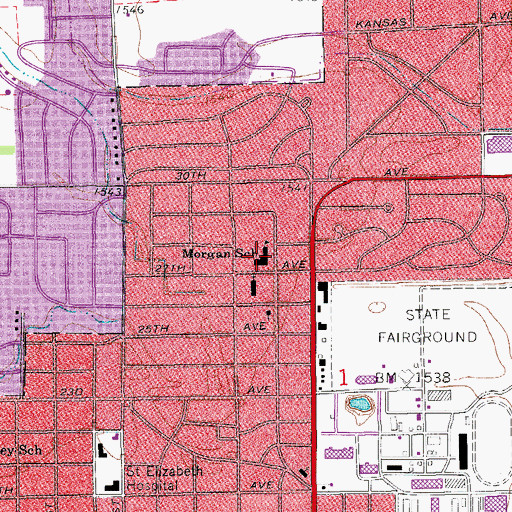 Topographic Map of Hutchinson Cyber Charter School, KS