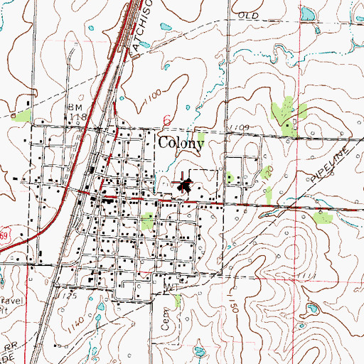 Topographic Map of Crest High School, KS
