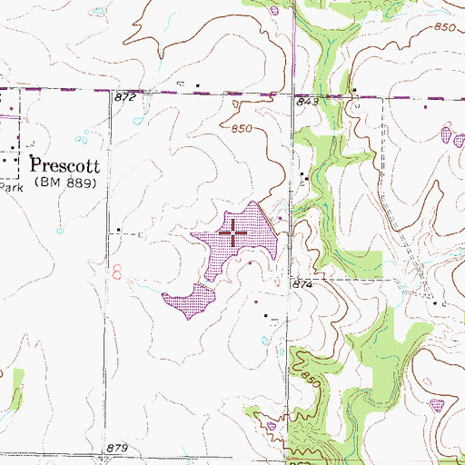 Topographic Map of Prescott City Lake, KS