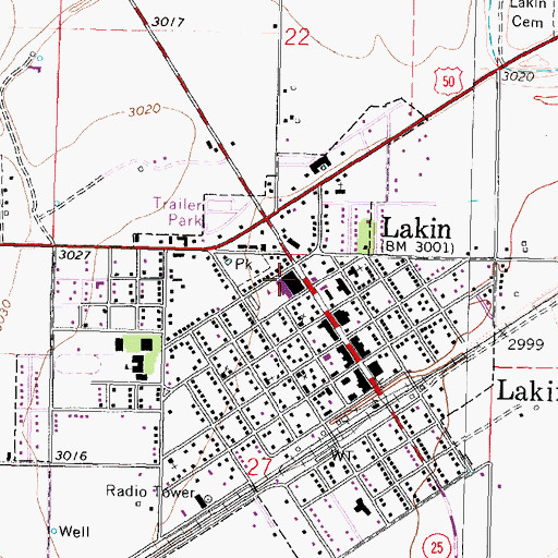 Topographic Map of Lakin Grade School, KS