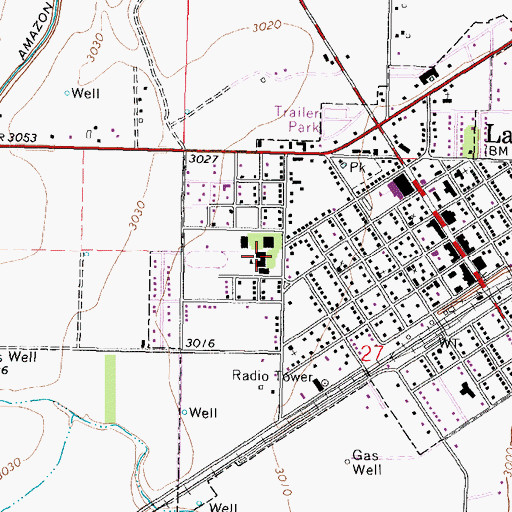 Topographic Map of Lakin High School, KS