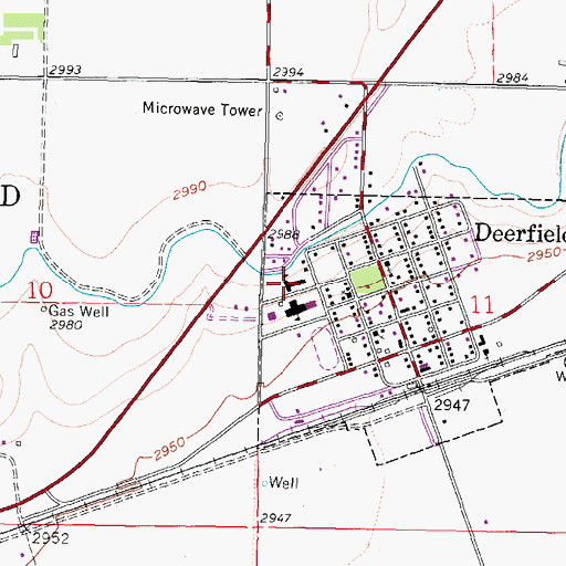Topographic Map of Deerfield Elementary School, KS