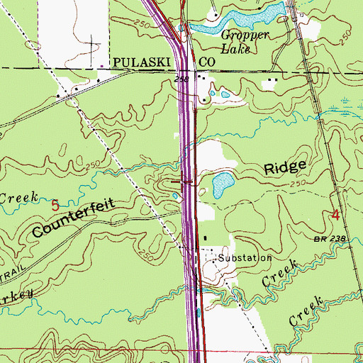 Topographic Map of Counterfeit Ridge, AR