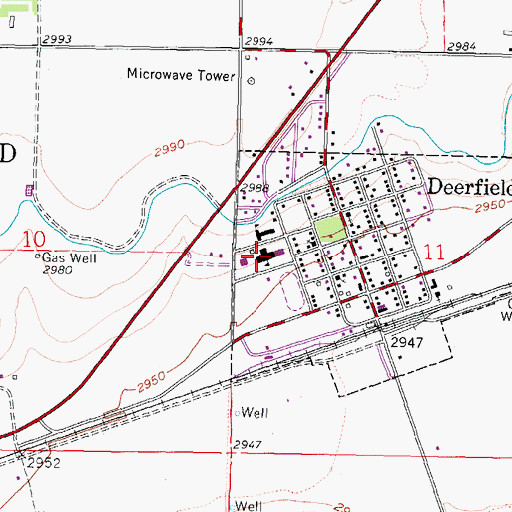 Topographic Map of Deerfield High School, KS