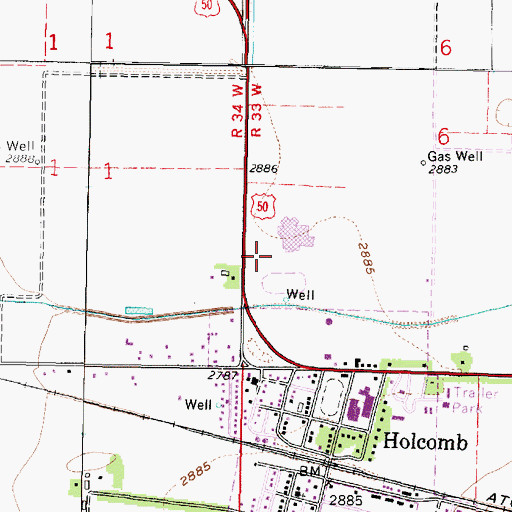 Topographic Map of Holcolm High School, KS