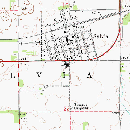 Topographic Map of Fairfield West Elementary School, KS