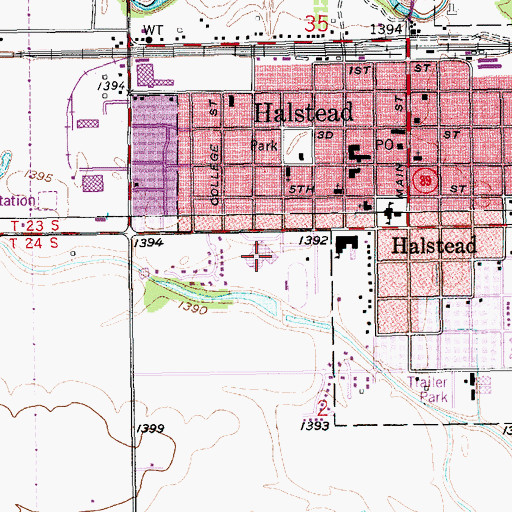 Topographic Map of Halstead High School, KS
