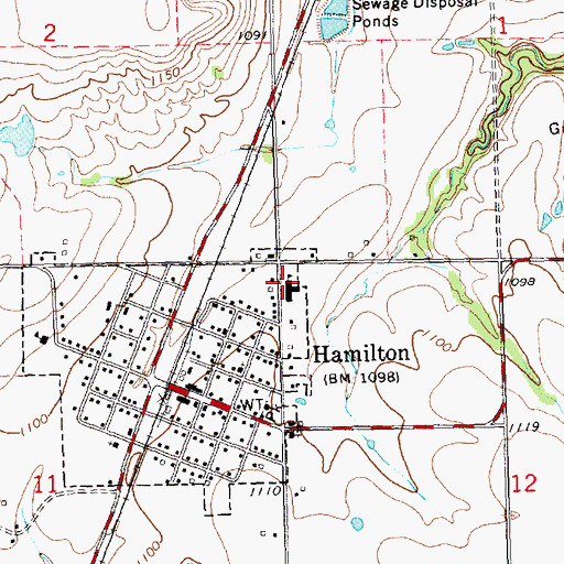 Topographic Map of Hamilton High School, KS